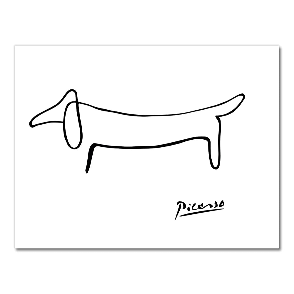 Picasso Abstract Painting One Stroke Nordic Poster Wall Art Canvas Dog Poster Black And White Wall Pictures Living Room Decor