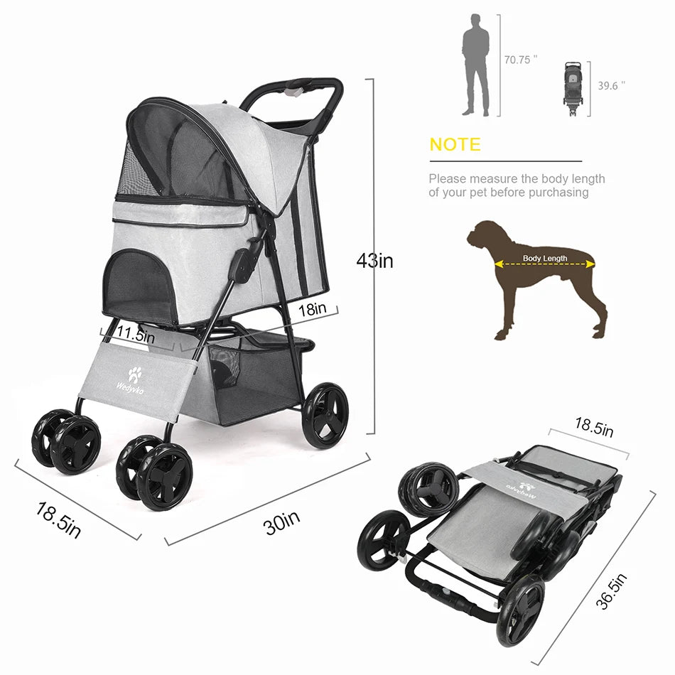 Pet Stroller Dog Cat Puppy Pram Pushchair Travel Cart Jogging Buggy Carrier