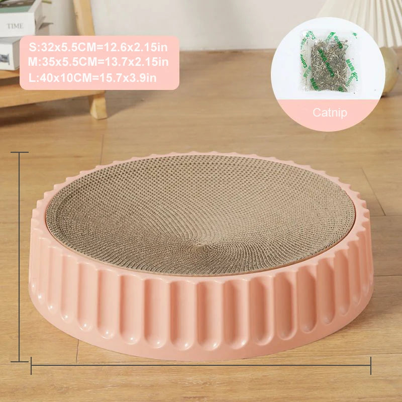 Round Cat Scratcher Pad Grinding Claws Cardboard Corrugated Paper Cats Scratching Board Kitten Scrapers Pet Furniture Supplies