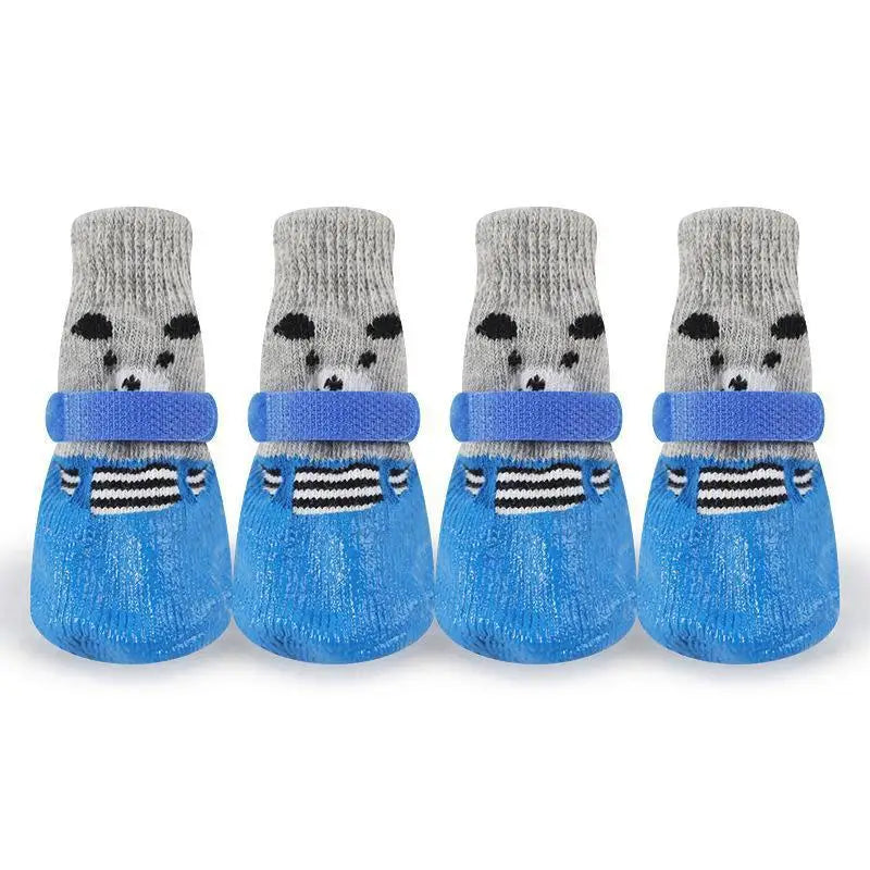 Winter Warm Pet Dog Shoes for Small Medium Dogs Rubber Cotton Socks Anti-Slip Pets Snow Boots Dog Accessories