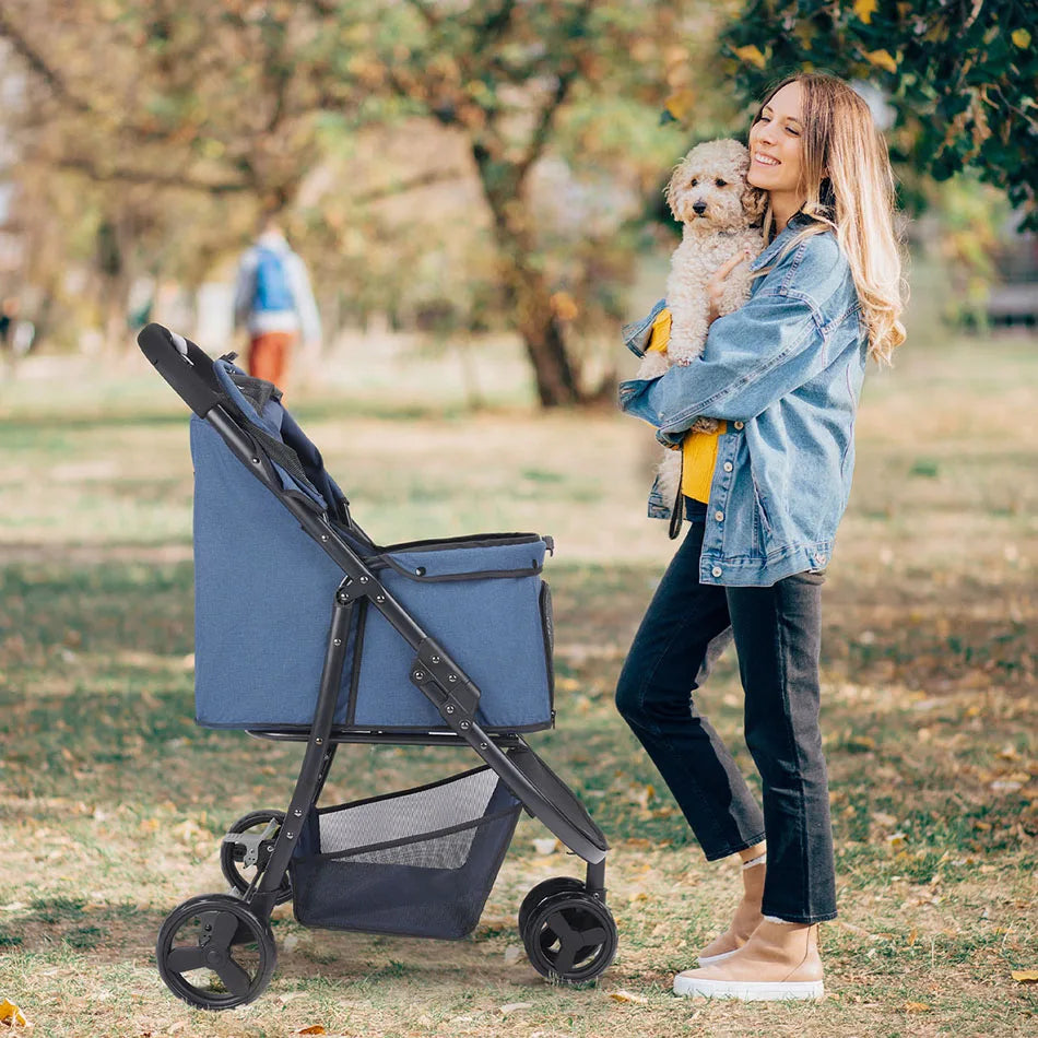 Pet Stroller Bag Travel Car Foldable 300lbs Foldable Collapsible Stroller for Dogs Cat ,3 Wheels Dog Puppy Stroller,Trolley