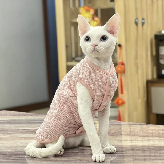 XS-2XL New Sphynx Hairless Cat Jacket Sweater Autumn Winter Thickening Warm Cat  Clothes Vest Pet Costume For Kitten And Puppy