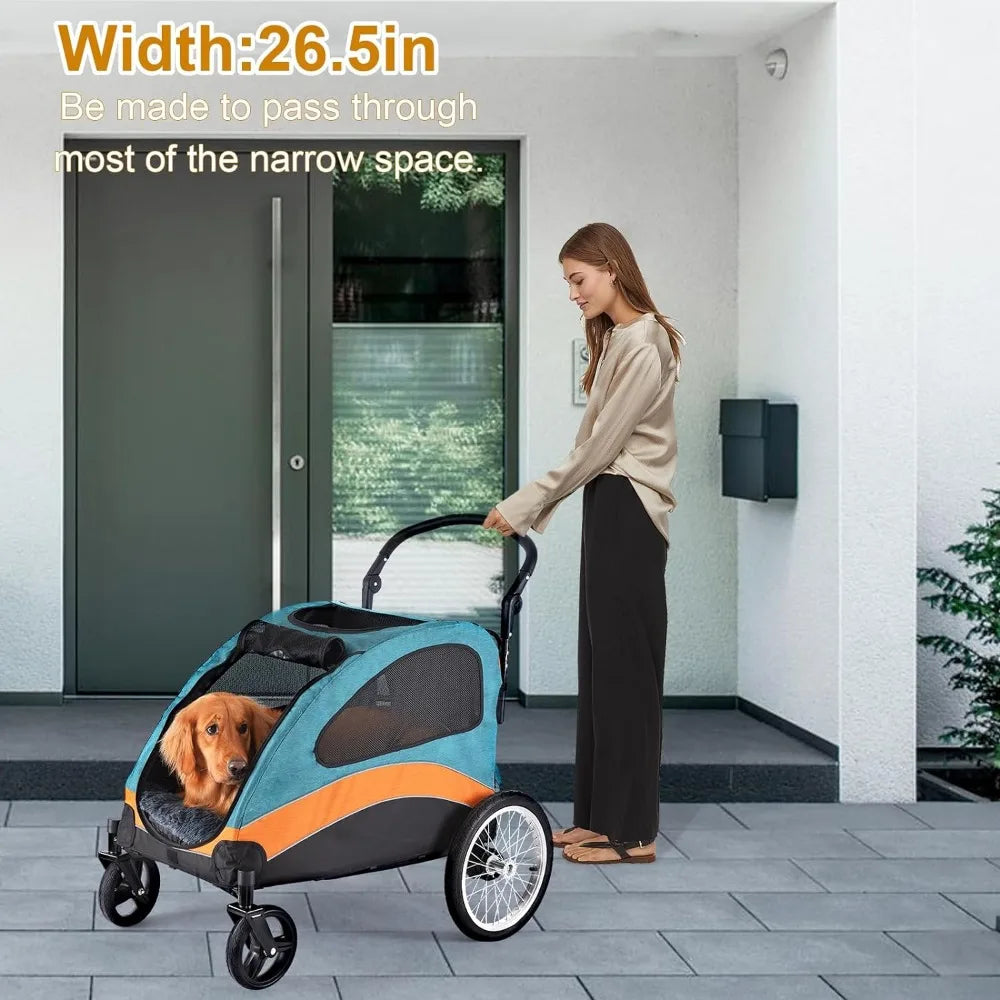 Pet Strollers, Pet Dog Jogger Wagon Foldable Cart,Pet Stroller with Adjustable Handle, Dog Stroller for Medium and 2 Dogs,