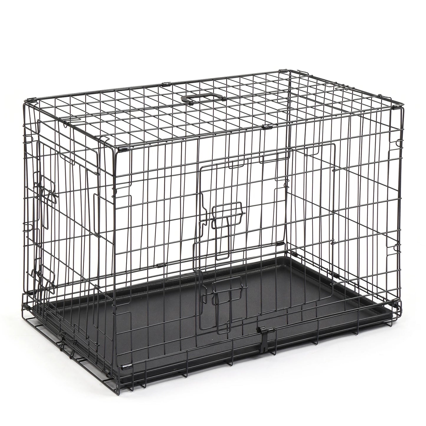 30 inch iron foldable plastic tray with divider, black cat and dog cage