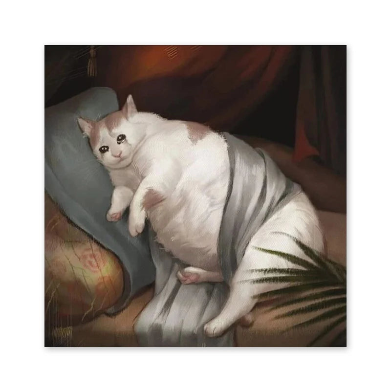 Retro Cute Crying Cat Canvas Paintings Posters and Prints Modern  Wall Art Pictures for Living Room Decoration Cuadros