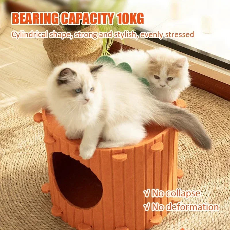 1pc Carrot Cat Nest Semi-enclosed Large Space Felt Kitten Beds Wear-resistant Cat House Hiding Cave Pet Cat Bed  /cat House