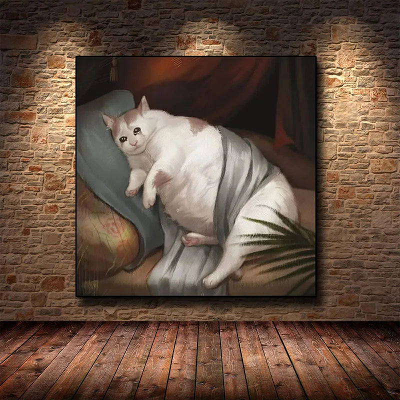 Retro Cute Crying Cat Canvas Paintings Posters and Prints Modern  Wall Art Pictures for Living Room Decoration Cuadros