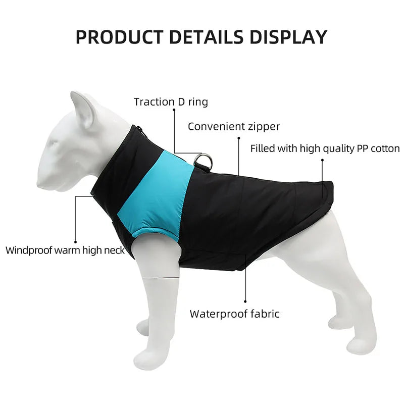 Winter Warm Waterproof Dog Clothes Pet Cotton Jacket Warm Vest For Small Large Dogs Pug Chihuahua French Bulldog Coat Costumes