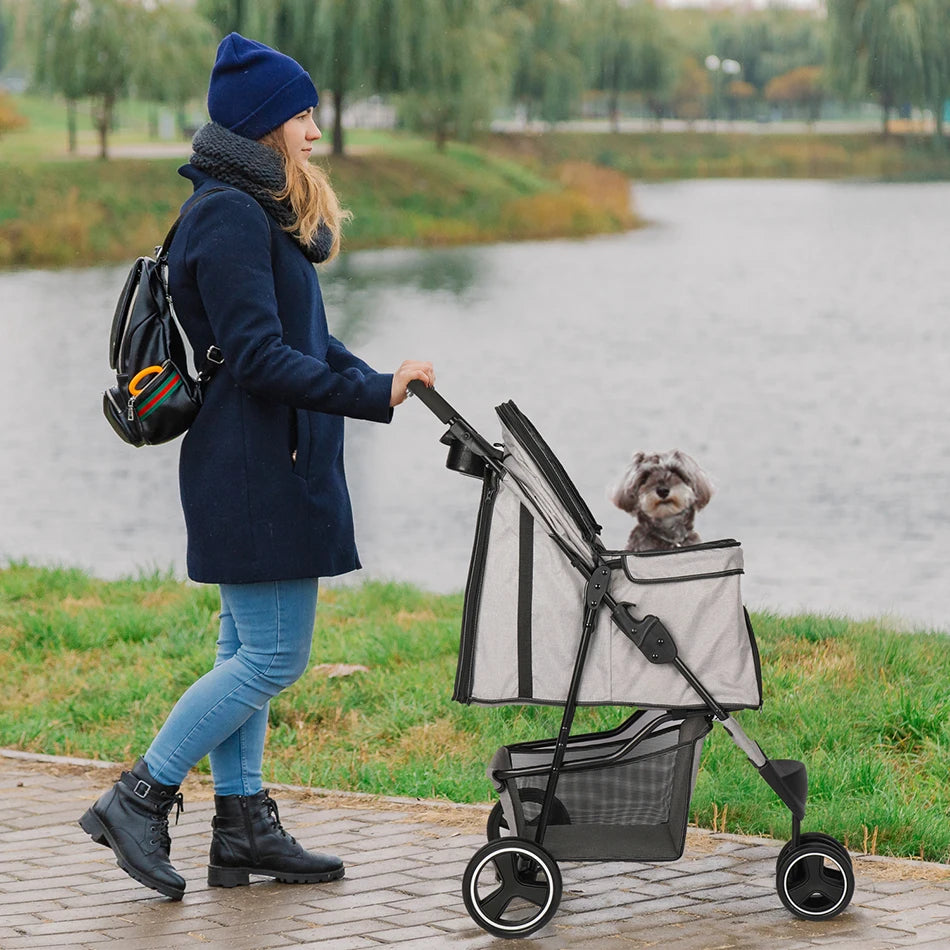 애완견 유모차 Portable pet trolleys 3 Wheels Pet Strollers Outdoor Travel Carrier Cat Dog Pet Cart Strollers