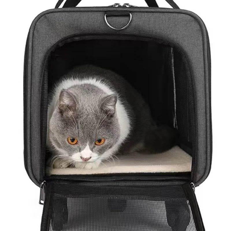 2024 Hot Sell Airline Approved Best Large on Wheels Stroller Trolley Pet Rolling Pet Bag Dog Cat Carrier With Wheels Custom Logo