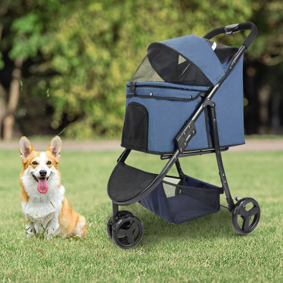 Pet Stroller Bag Travel Car Foldable 300lbs Foldable Collapsible Stroller for Dogs Cat ,3 Wheels Dog Puppy Stroller,Trolley