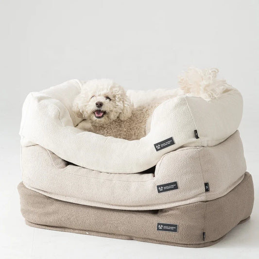 2024 LS Newly Design Popular Boucle Fabric Slow Resilience Memory Foam Dog Bed Removable Cover Dog Bed