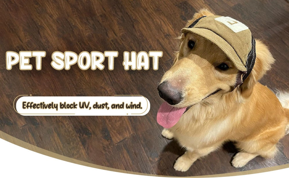 Protective Dog Hat with Ear Holes | Sunscreen Baseball Cap for Outdoor Sports | Adjustable Pet Hat for Small, Medium, and Large Dogs