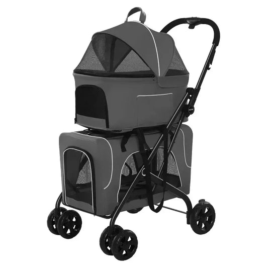 Small Dog Lightweight Folding Cat Dog Trolley Outdoor Travel Split Double Layer Pet Trolley Pet Strollers