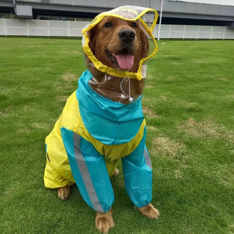 Pet Waterproof Rainwear ,Clothes Four Seasons Outdoor All-inclusive Reflective Dog Raincoat Schnauzer Golden Retriever Costumes