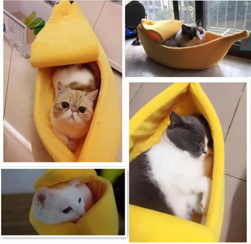 Yellow Banana Cat Dog Bed Cute Puppy Pad Kennel Warm Soft Pet For Cats Supplies Kitten Rabbit House Pets Cats Supplies