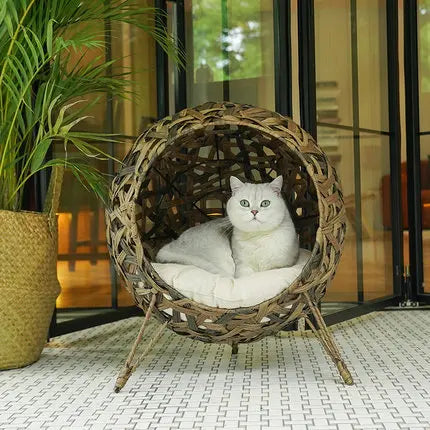 Rattan Weave Cat House Hammock Cat Hanging Basket Spherical Cat Dog Bed Basket Home Design Pet Cat Accessories