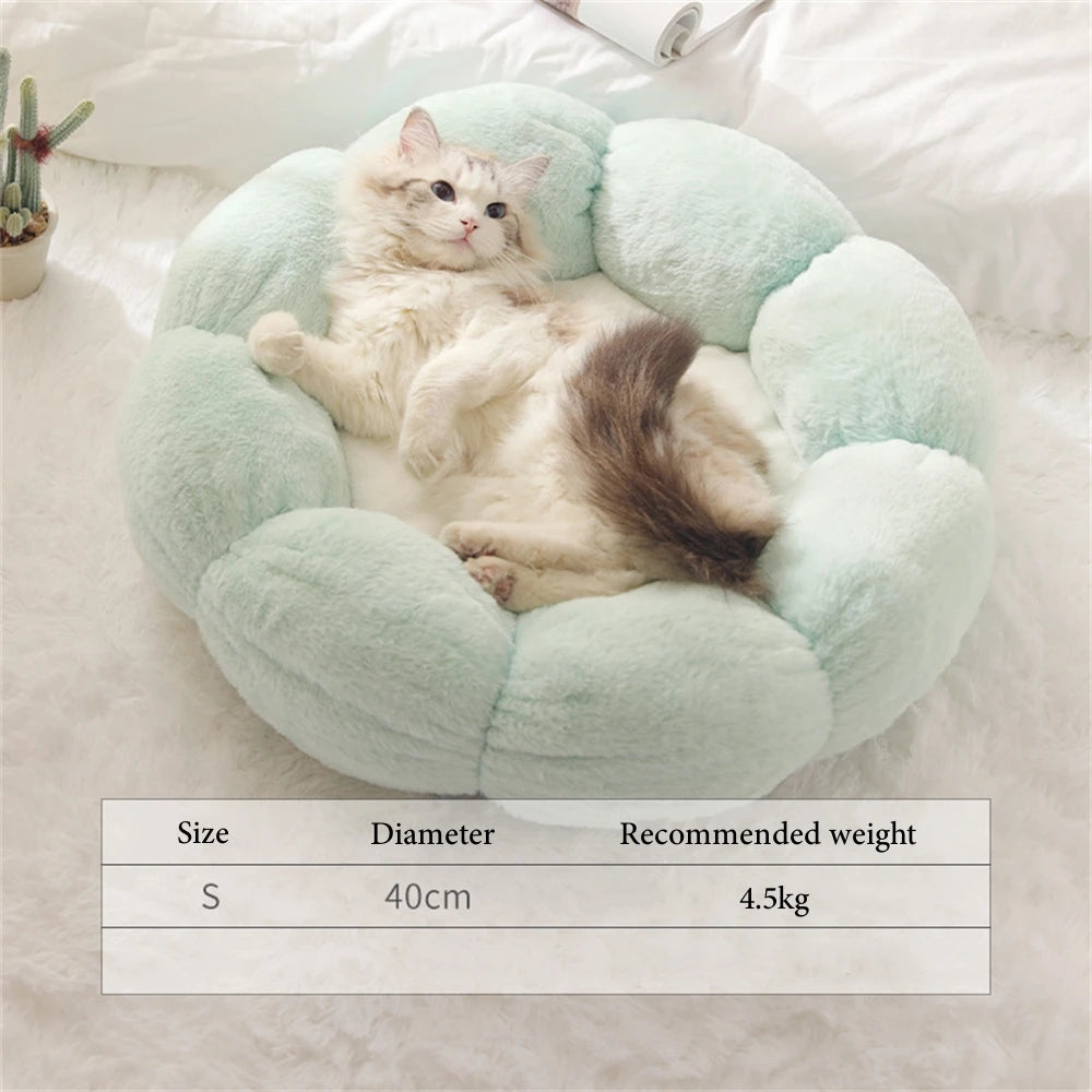 Round Long Plush Pet Beds Pets Sleeping Cave Cat Sleep Nest Sofa Pets Bed Warmth Lounger Cushion Cat House Indoor Cat Products