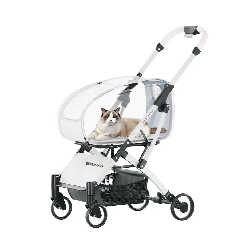 Pet Stroller Lightweight Foldable and Detachable Aluminum Frame Small and Medium-sized Dog Cat and Cat Transport Vehicle