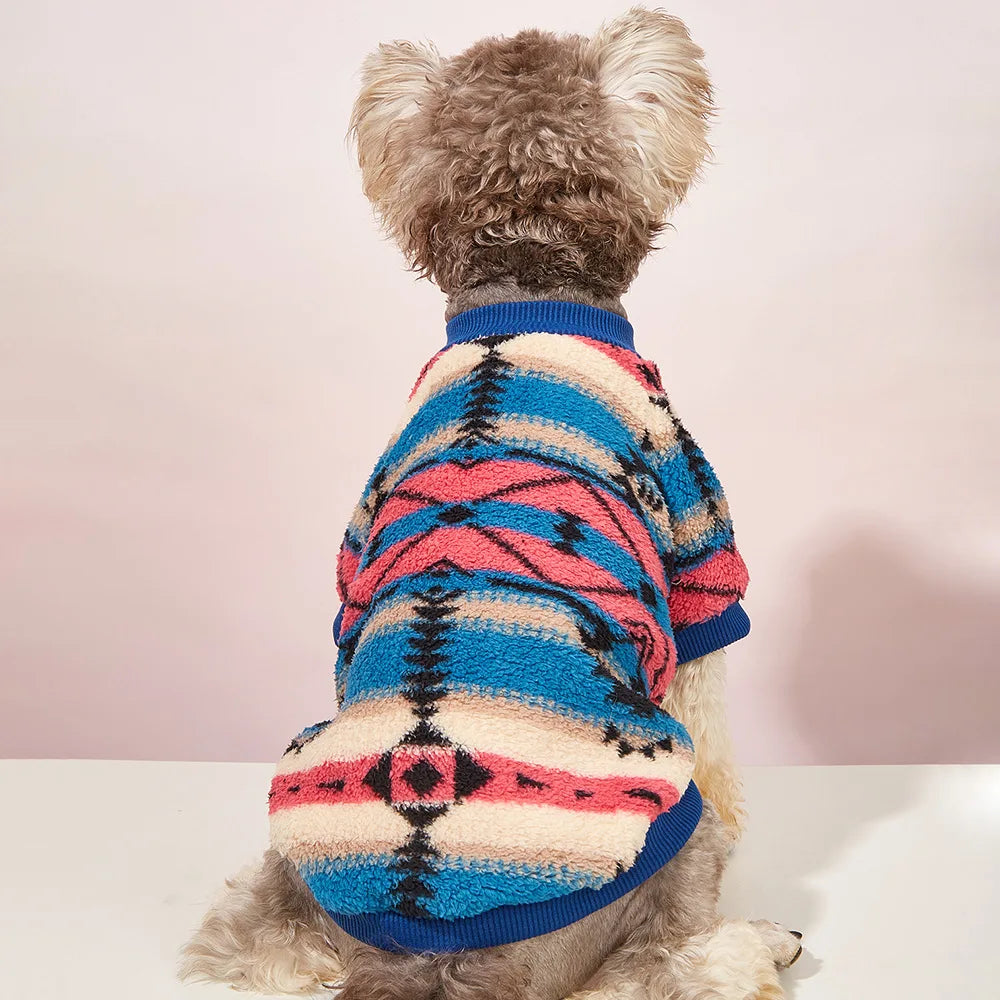 Puppy Dog Clothes Cute Lines Striped Plush Sweaters Autumn Winter New Pet Clothes Small Medium Dogs Cats Fashion Clothes