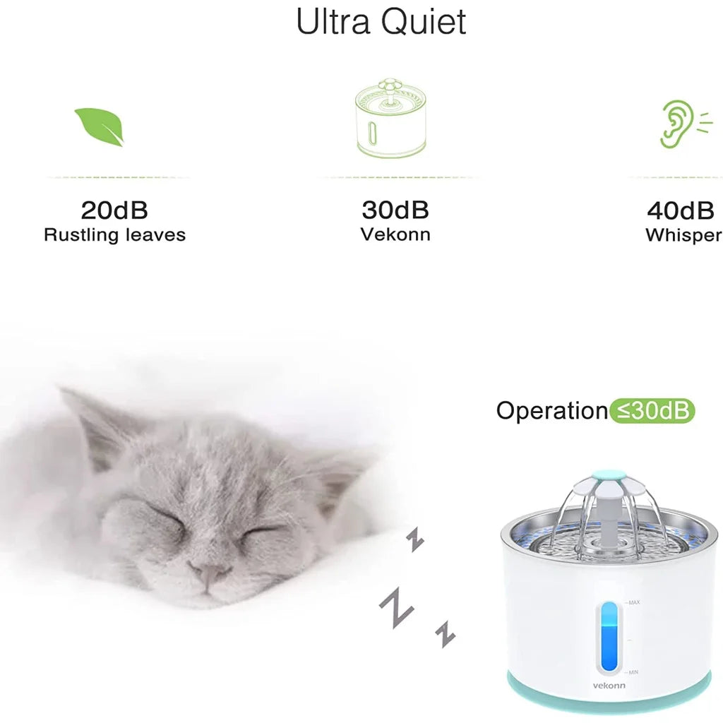 2.5L Automatic Pet Water Fountain For Cat Dogs With Stainless Steel And LED Light Water Level Window Cat Dog Pet Water Dispenser