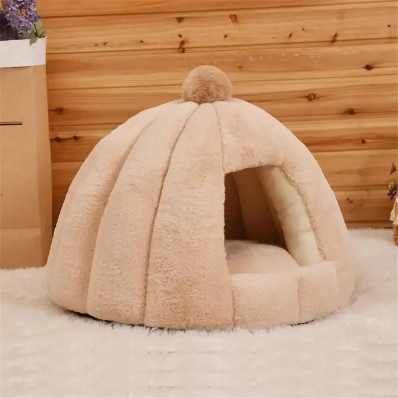 Winter Warm Semi-closed Cat House Removeable Kennel Nest Pet Basket Soft Comfortable Kitten Sleeping Pet Nest Cat and Dog Home