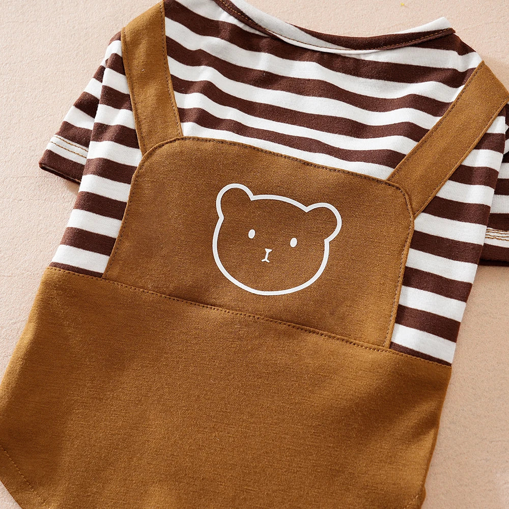 Small Dog Overalls Summer Bear Pomeranian Teddy Super Cute Clothes Spring And Autumn Fight Cat Cute Clothing Novelty Striped Pet