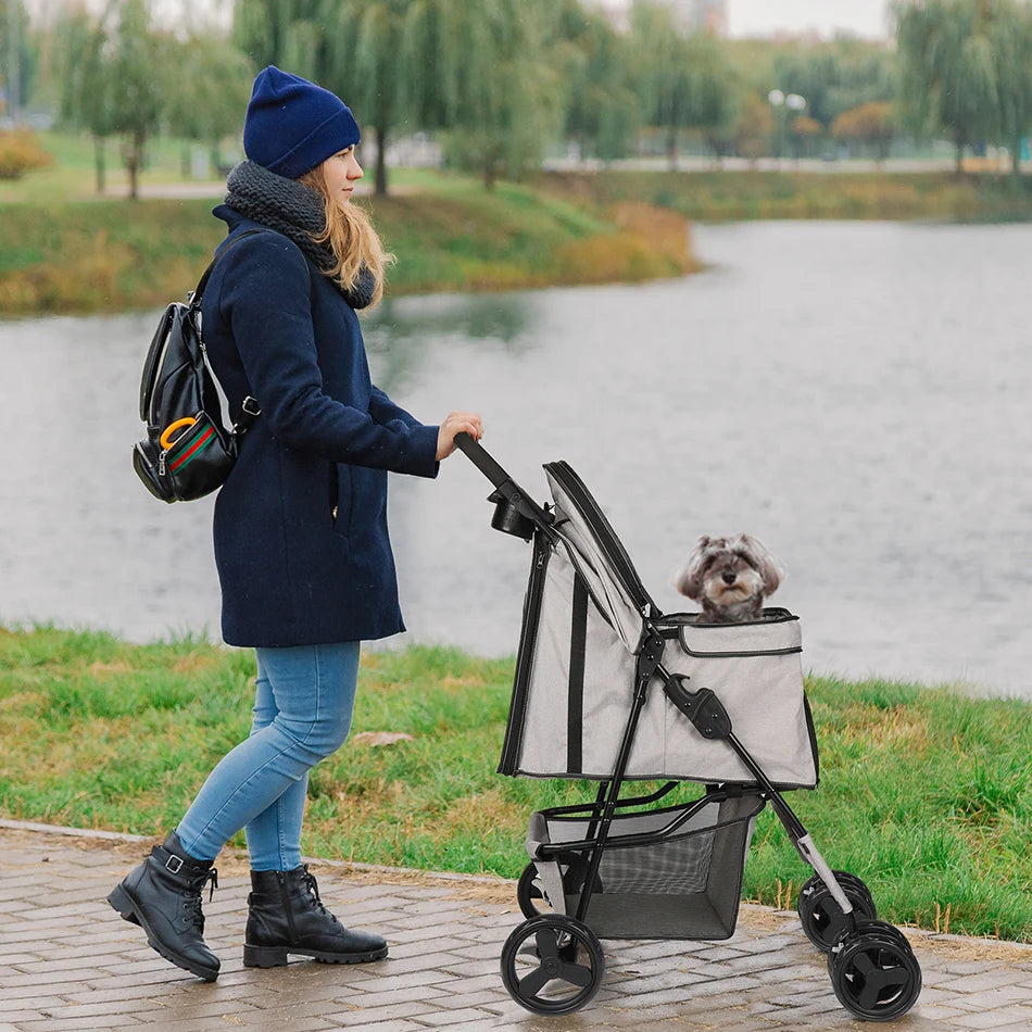 Pet Stroller Dog Cat Puppy Pram Pushchair Travel Cart Jogging Buggy Carrier