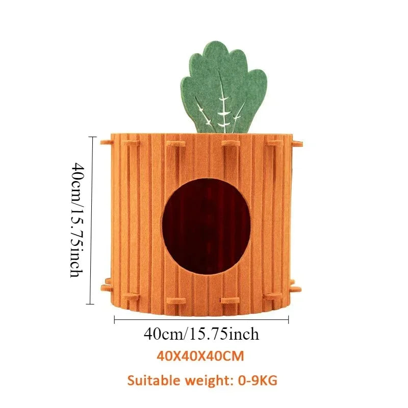 1pc Carrot-shaped Cat Bed, Warm and Comfortable Bunny Bed, Semi-enclosed Pet Cave Nest Small Pet House / Pet Bed