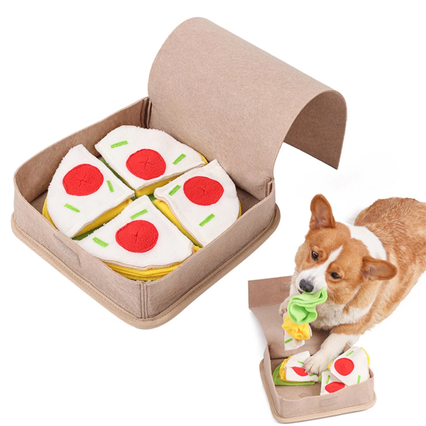 Pet Sniff Puzzle Toy Stress Relief Toy Tear-Resistant Puppy Foraging Toy Dog Supplies Pizza Shape