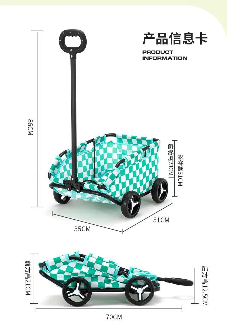 Small Dog Pet Cart Lightweight and Foldable for Cats and Dogs Outdoor Handcart for Strolling Cats and Dogs