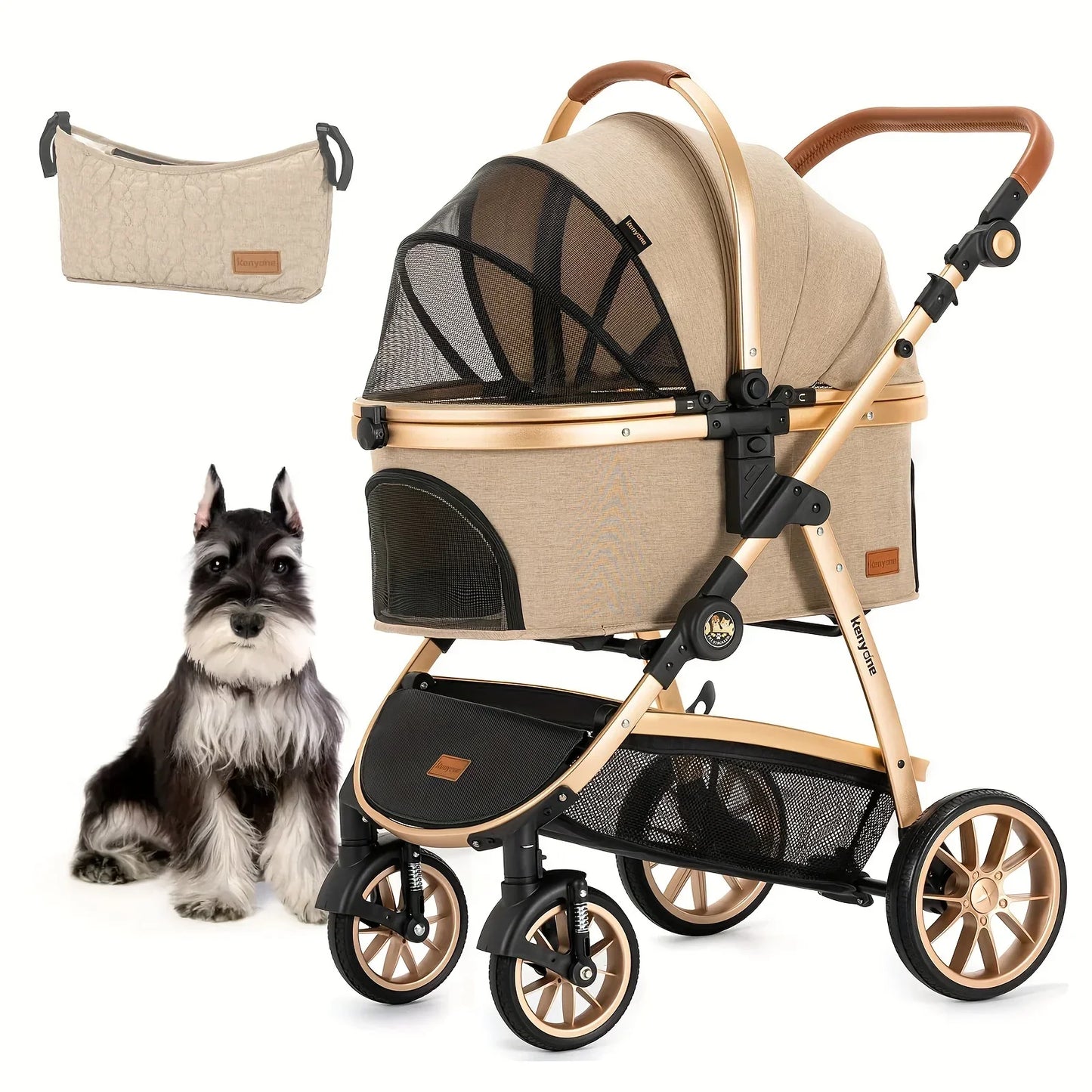 Pet Stroller 3 in 1 for Medium Small Size Dogs Luxury Large Cat Stroller Detachable Carrier for Puppy Kitty Doggie