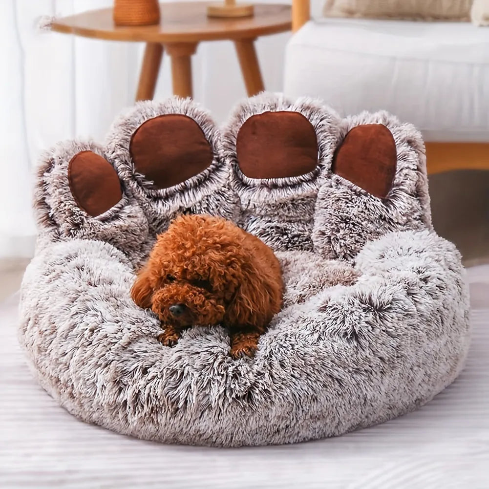 Snuggle Up in Style: Bear Paw-Shaped Pet Sofa Bed - Comfortable, Cozy Sleeping Haven for Small, Medium, and Large Pets with Soft Fluffy Cushion!