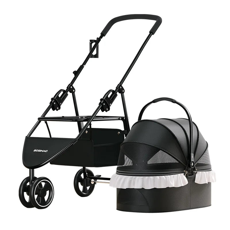 Pet Stroller Carrier Dog Cat Strollers Lightweight Travel Rotate With Brakes Folding Outing Carrying For Puppy Dog Accessories