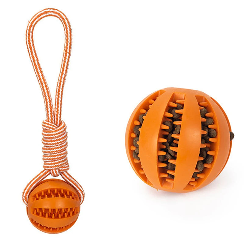 Pet Rubber Leaking Balls Toy  for Small Large Dogs Treat Balls with Rope Puppy Chewing Bite Resistant Toys Dog Accessories