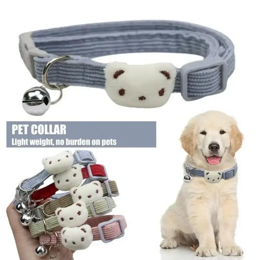 собак Lovely Pet Collar Adjustable Cartoon Style Soft Pet Necklace with Bell Adjustable Small Dog Cat Collar Pet Supplies