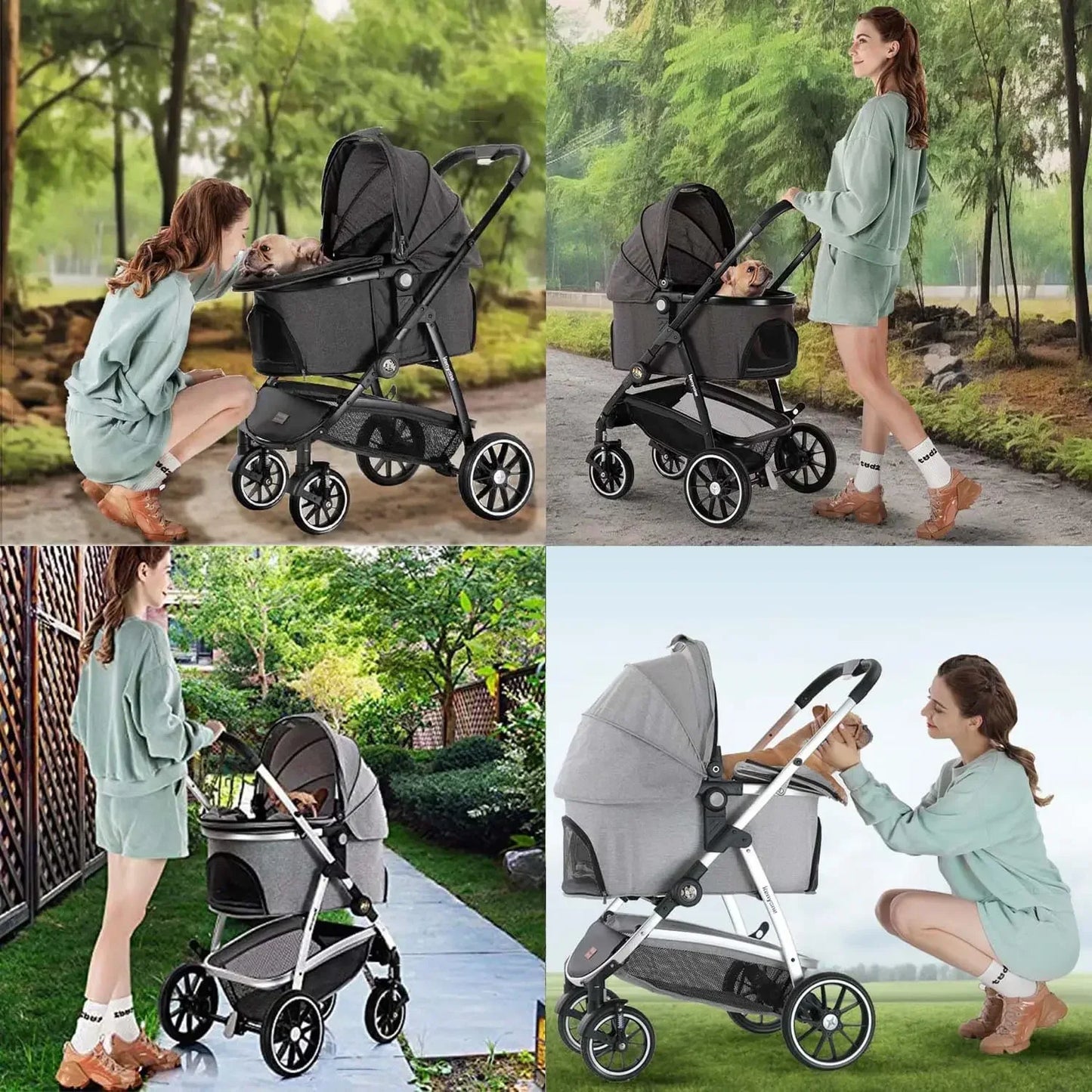 Pet Stroller 3 in 1 Dog Stroller for Medium Small Size Dogs Large Cat Stroller for Puppies Doggies Kitties Bunnies