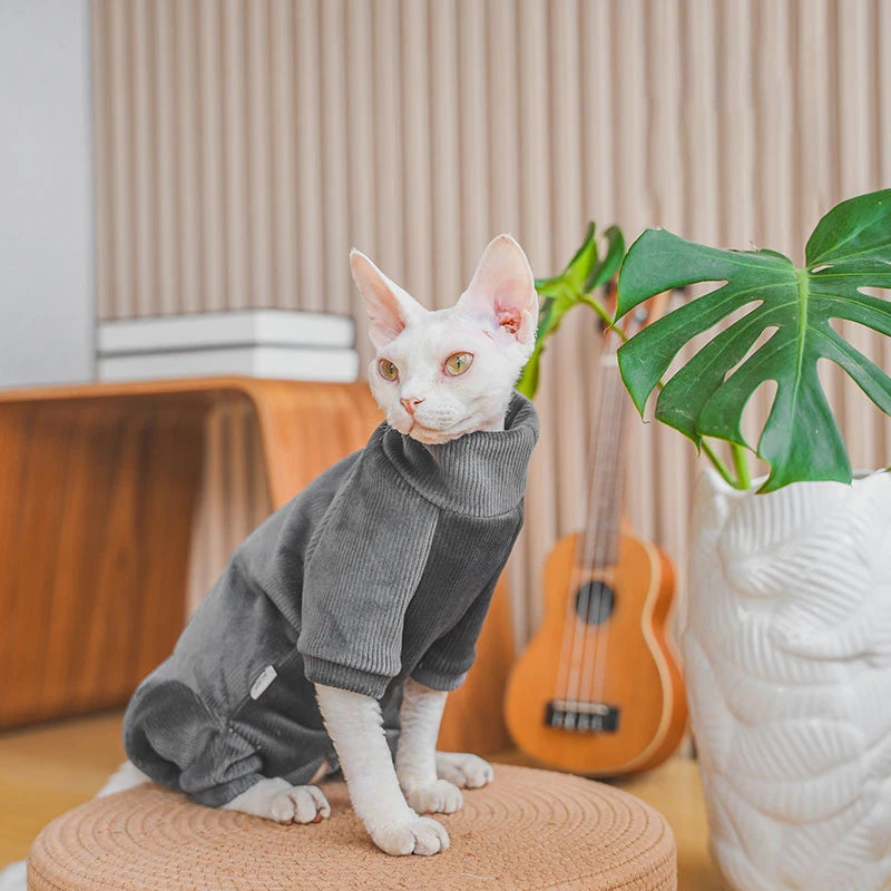 Sphinx Jumpsuit Autumn Winter Thicken Cat Sweater Hairless Cat  High Collar Sweater Kitten Winter Warm Vest Cat Clothes