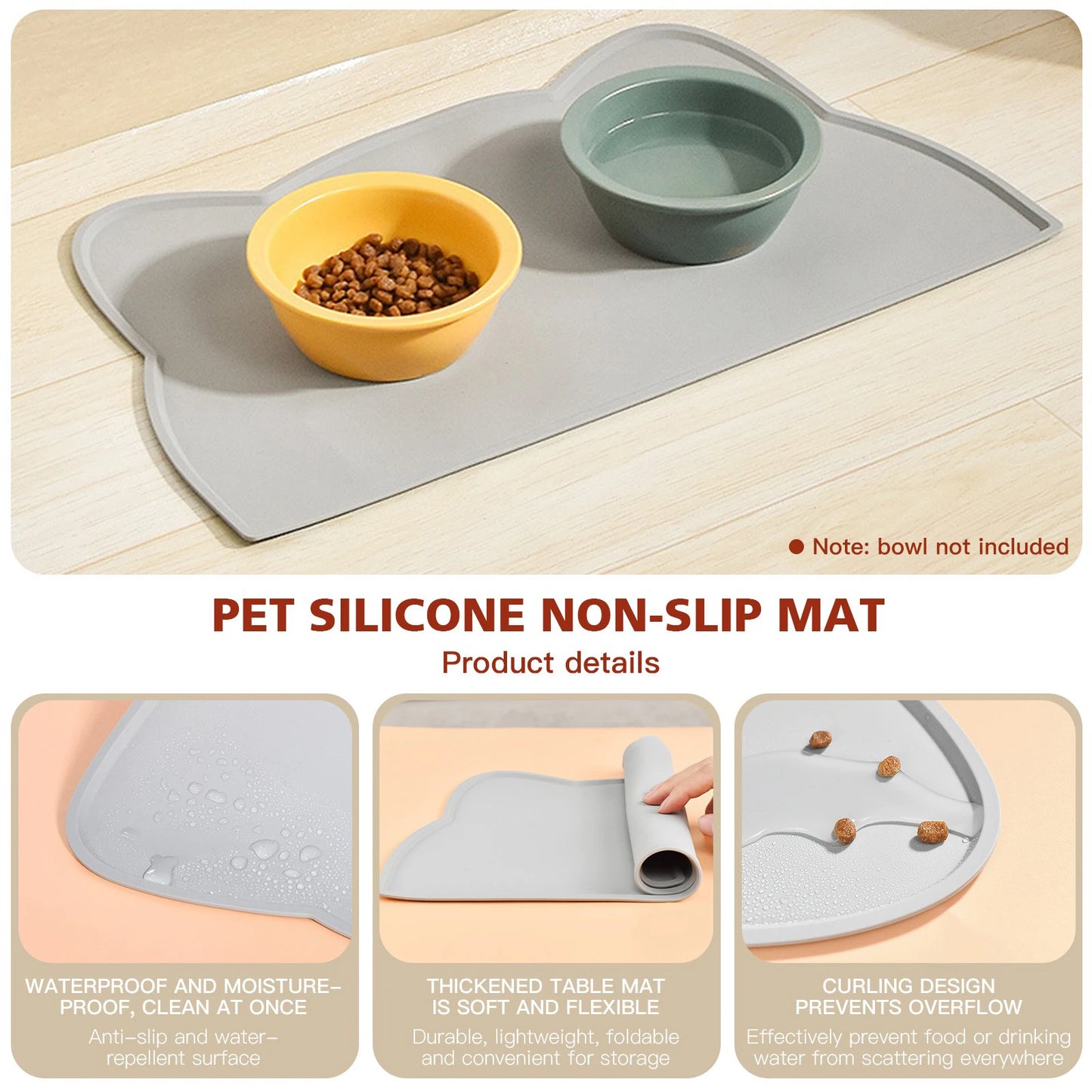 Pet Silicone Food Mat Accessories for Cats Portable Waterproof Cats Supplies Leak-proof and Anti-slip Feeding Mat Things Stuff