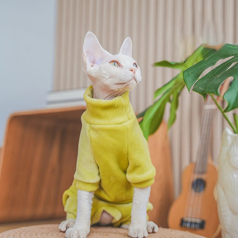 Sphinx Jumpsuit Autumn Winter Thicken Cat Sweater Hairless Cat  High Collar Sweater Kitten Winter Warm Vest Cat Clothes