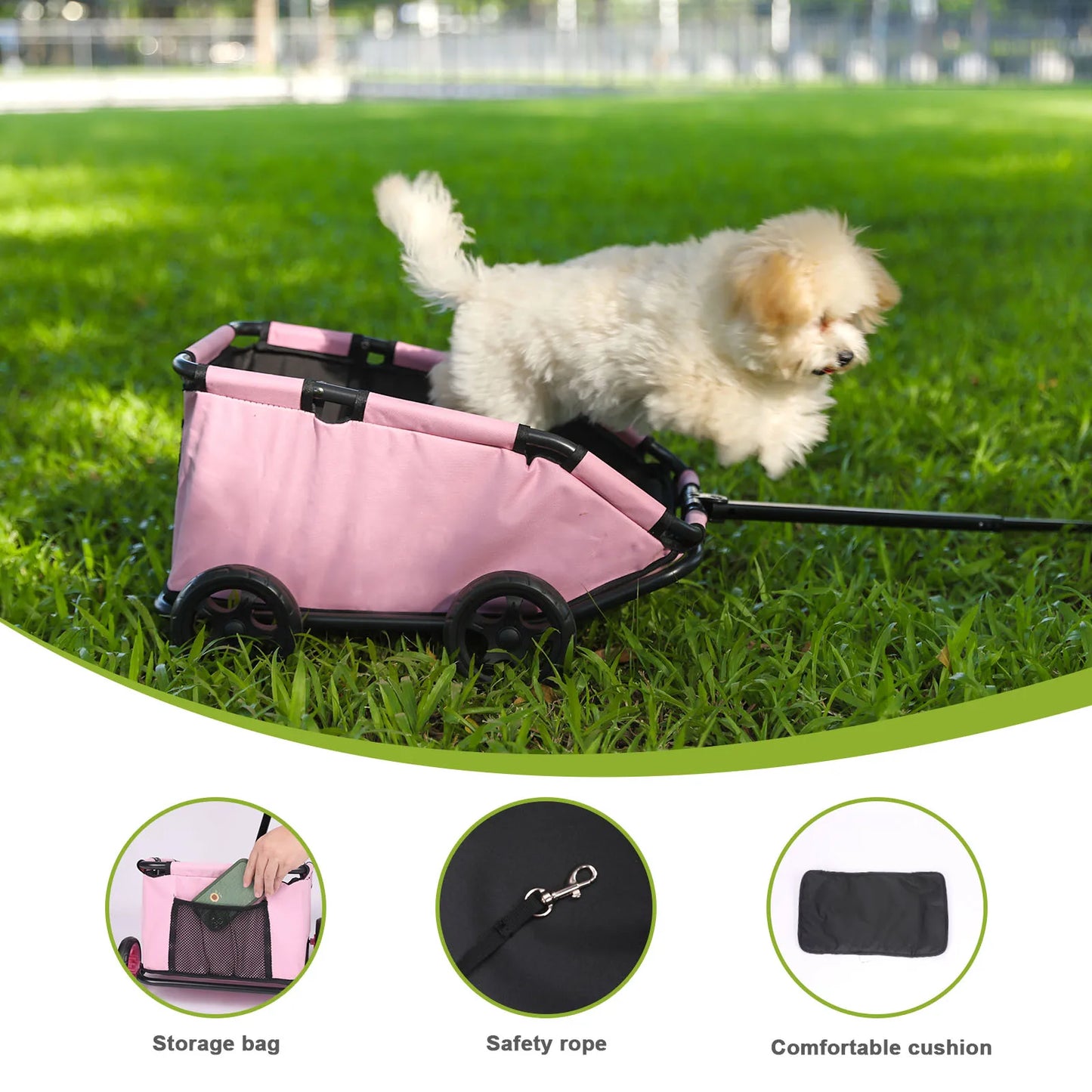 Small Pet Cart 4 Wheels Folding Dog Stroller Lightweight 360° Rotating Trolley Pet Stroller Small Cats Dogs Rolling Cat Carrier