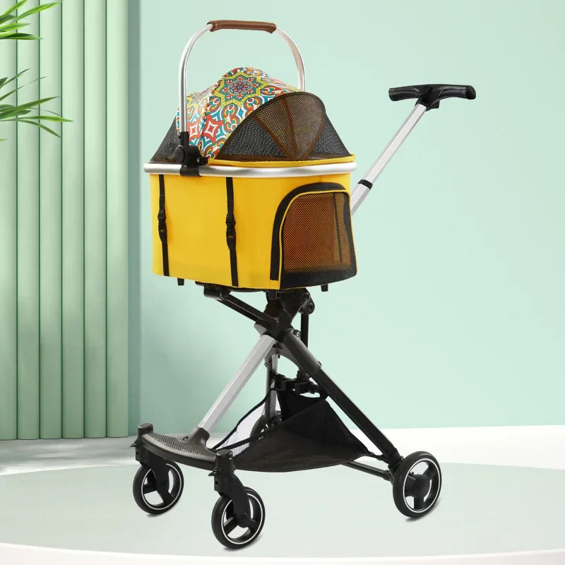 Small and Medium-sized Dog Pet Cart Retractable Luxury Foldable Dog Cart Cat Dog Cart