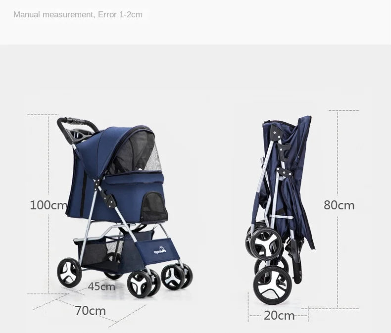 2024 Pet Dog Stroller Cats Baby Stroller Detachable One-shoulder Handbag Portable Breathable Dog Cat Trolley Pet Carrier Bag