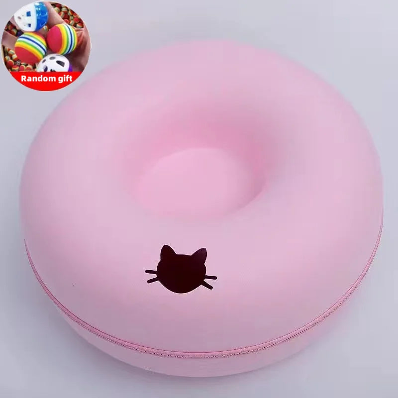 Pet Donut Felt Cat Nest Fun Interactive Toy Tunnel Spliceable Double-Layer Composite Structure Universal Cat Head Cutout Design