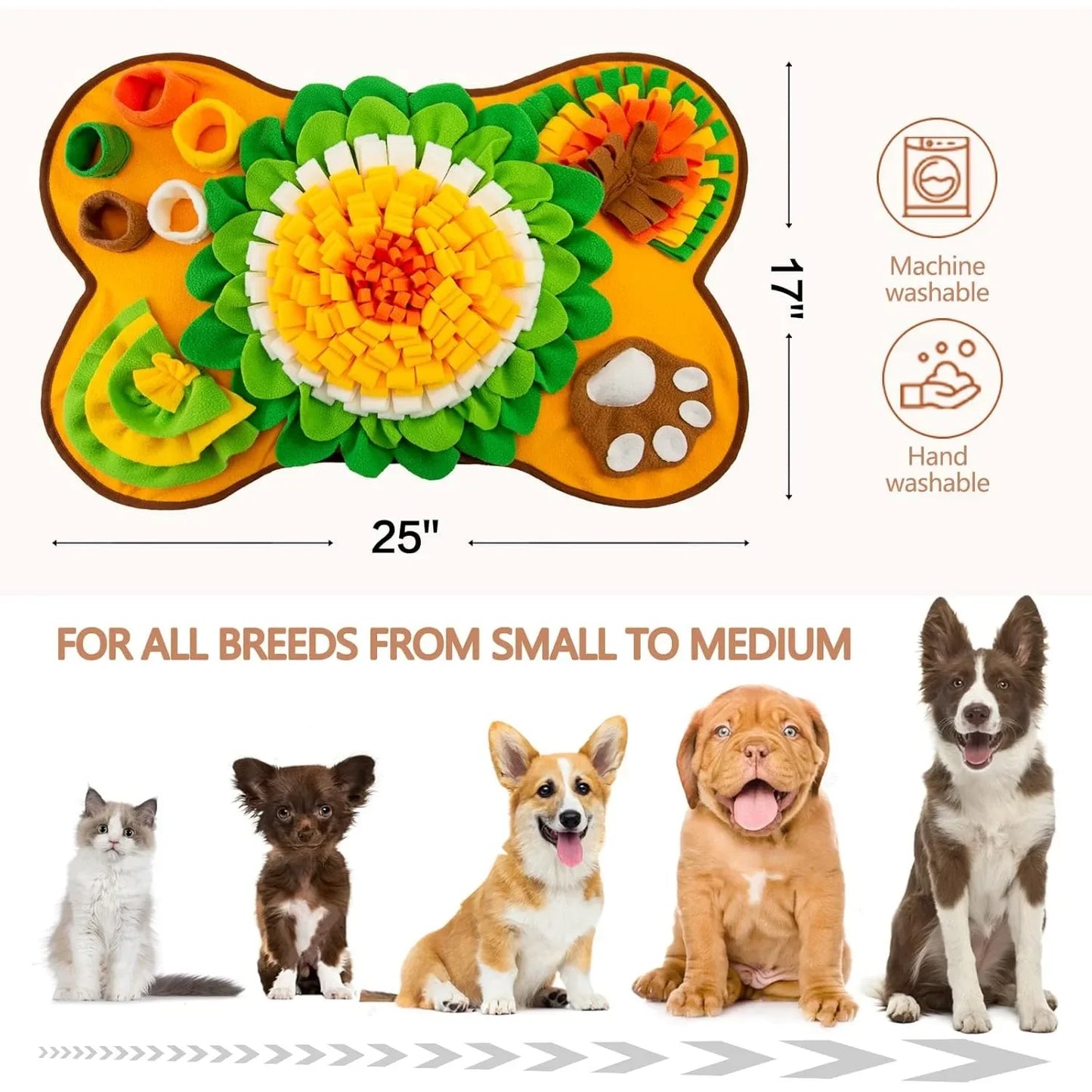 Snuffle Mat for Dogs Pet Snuffle Mat for Small and Medium Dogs Interactive Sniff Mat Feeding Pad for Puppies Slow Feeder Dog