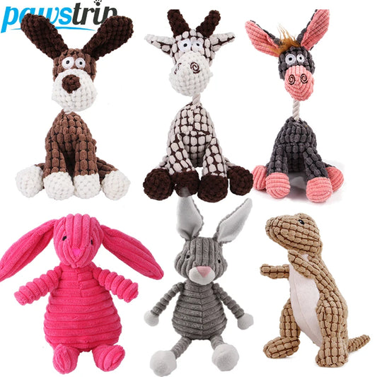 Plush Dog Toys Corduroy for Small Medium Dogs Animal Dog Squeaky Toy Bite Resistant Chew Toy Molar Teeth Cleaning Puppy Toys