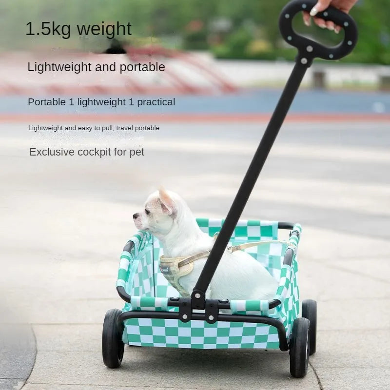 Small Dog Pet Cart Lightweight and Foldable for Cats and Dogs Outdoor Handcart for Strolling Cats and Dogs