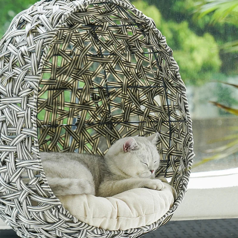 Rattan Weave Cat House Hammock Cat Hanging Basket Spherical Cat Dog Bed Basket Home Design Pet Cat Accessories