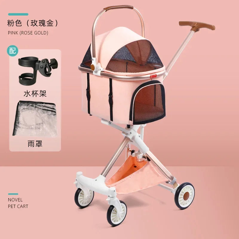 Small and Medium-sized Dog Pet Cart Retractable Luxury Foldable Dog Cart Cat Dog Cart