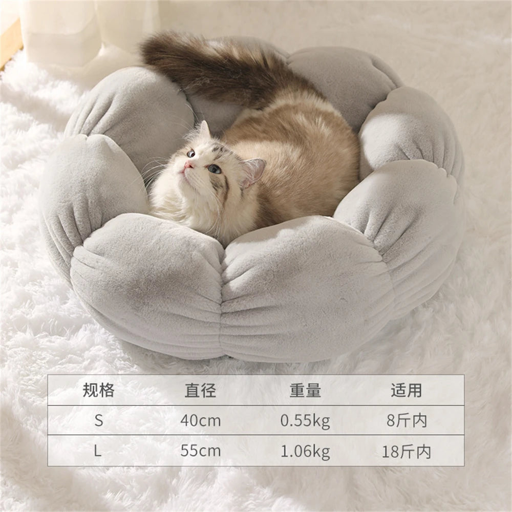 Round Long Plush Pet Beds Pets Sleeping Cave Cat Sleep Nest Sofa Pets Bed Warmth Lounger Cushion Cat House Indoor Cat Products